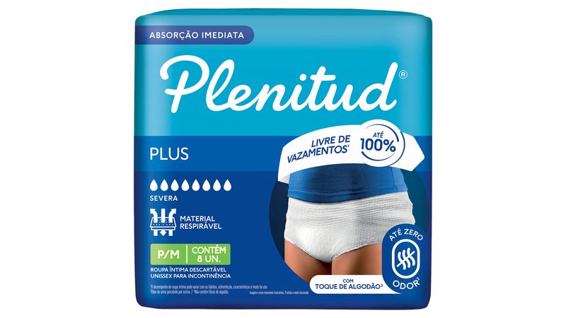 Roupa-Íntima-Descartável-Plenitud-Active-Plus-Tamanho-P/M-8-Unidades