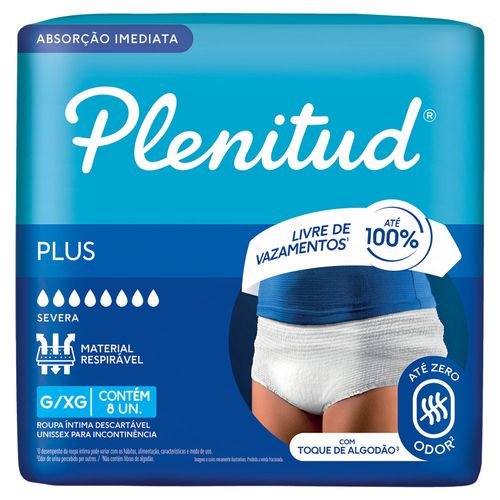 Roupa Íntima Descartável Plenitud Active Plus Tamanho G/XG 8 Unidades