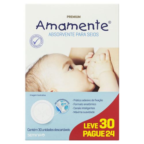 Absorvente para Seios Amamente Leve 30 Pague 24 Unidades
