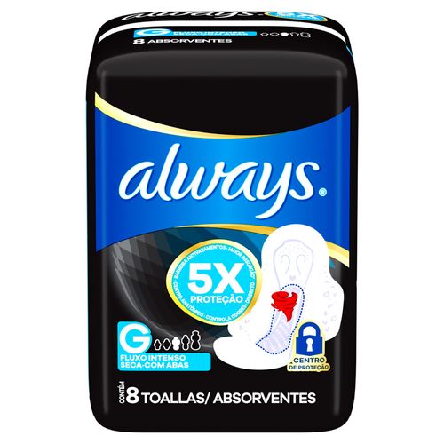 Absorvente Noturno Always Noites Tranquilas Seca com Abas 8 Unidades