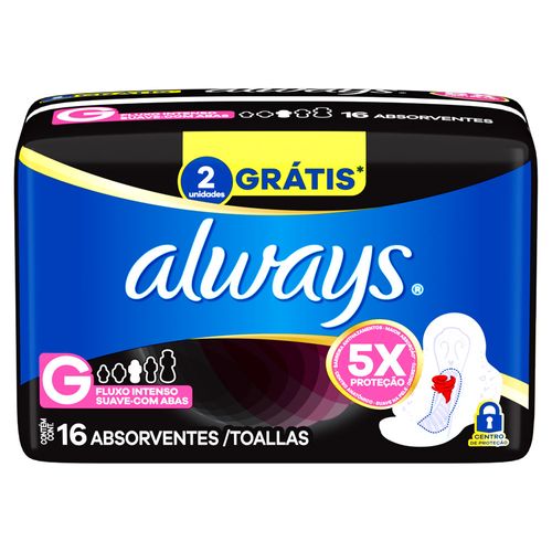 Absorvente Noturno Always Noites Tranquilas Suave com Abas 16 Unidades