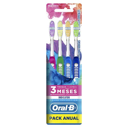 Escova Dental Oral-B Ind Color 35 Macia 4 Unidades