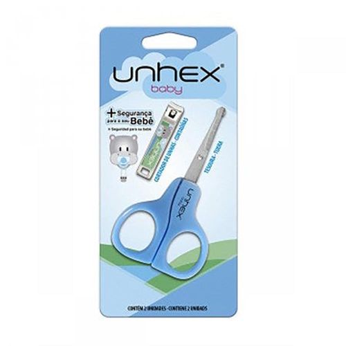 Kit para Unhas Merheje Unhex Baby Azul Tesoura + Cortador de Unhas