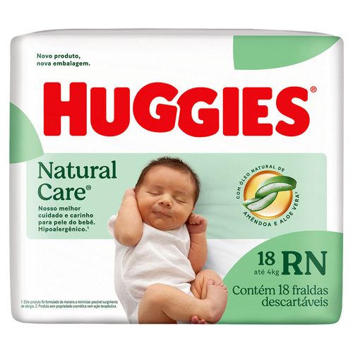 Fralda Huggies Natural Care Recém Nascido 18 Unidades