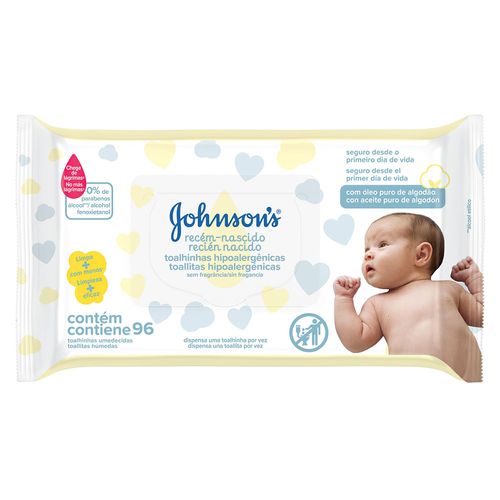 Toalhinhas Umedecidas Johnsons Baby Recém Nascido sem Fragrância 96 Unidades