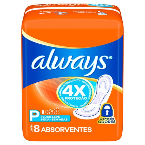 Absorvente Always Super Proteção Seca sem Abas 8 Unidades