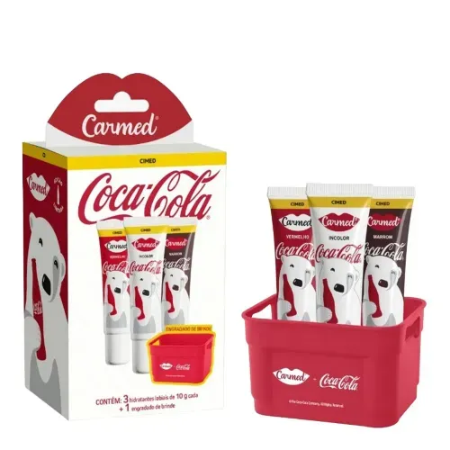 Kit Protetor Labial Carmed Coca Cola com 3 Unidades 10g cada + 1 Engradado de Brinde