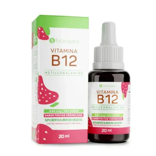 Vitamina B12 DVN Bioroots Vegana Frutas Vermelhas Gotas Frasco 20ml