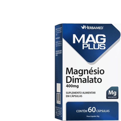 Mag Plus Herbamed Magnesio Dimalato 400mg Caixa 60 Cápsulas
