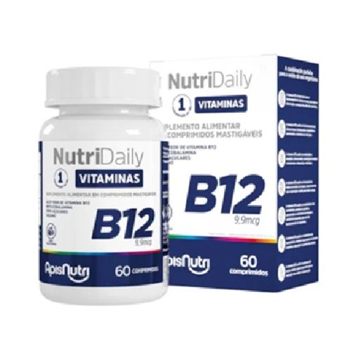 Nutridaily Vitamina B12 9,9mcg ApisNutri Vegano Frutas Vermelhas 60 Comprimidos Mastigáveis