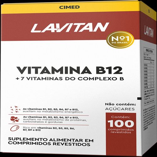 Vitamina B12 + 7 Vitaminas do Complexo B Lavitan Cimed Caixa 100 Comprimidos Revestidos