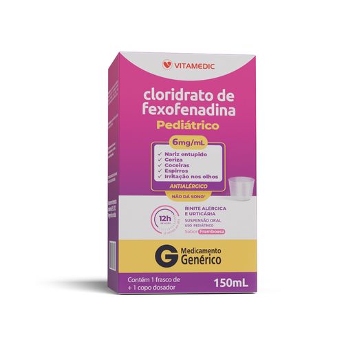 Cloridrato de Fexofenadina 6mg/ml Vitamedic Pediátrico Genérico Suspensão Oral Frasco 60ml