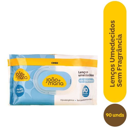João e Maria Lenço Umedecido Recém-Nascido Sem Fragrância 90 Unidades
