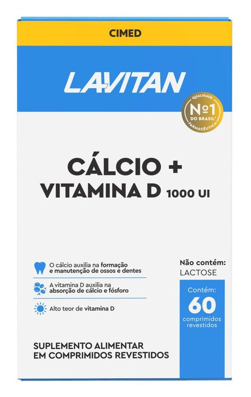 Suplemento Alimentar Lavitan Cálcio + Vitamina D 1000 Ui Com 60 Comprimidos