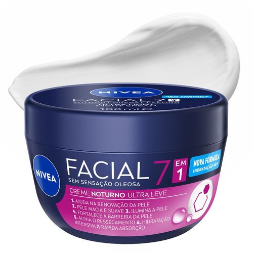 NIVEA Creme Facial Noturno Ultraleve 7 em 1 100g