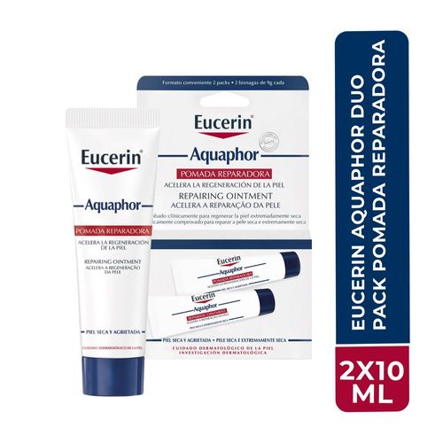 EUCERIN Pomada Reparadora Aquaphor Duopack 10ml, Hidratação Intensiva, Hidratante Labial