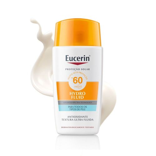 EUCERIN Protetor Solar Facial Ultra Fluido FPS 60 50ml, Hydro Fluid, Antioleosidade, Antioxidante, Rosto, Proteção UVA, UVB e Luz Visível