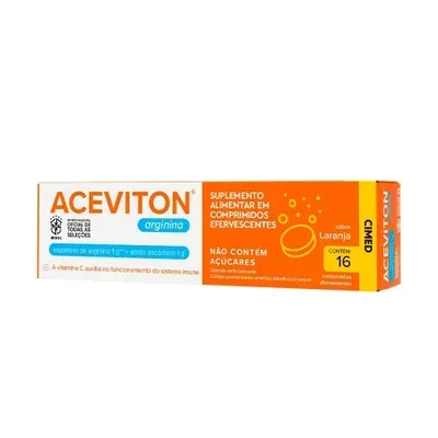 Aceviton Arginina Vitamina C + Arginina Sabor Laranja 16 Comprimidos Efervecentes