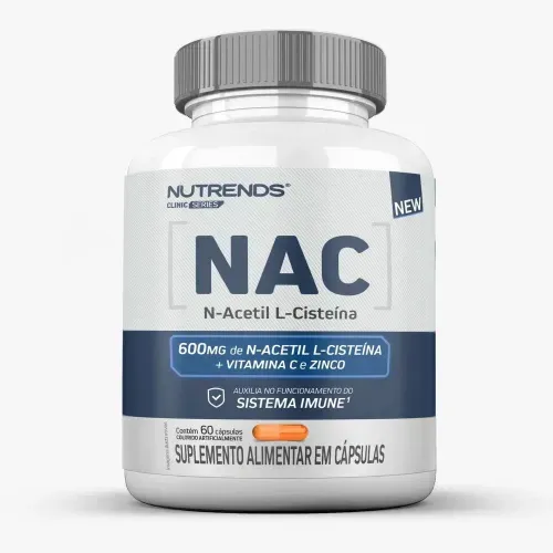 Nac Nutrends N-Acetil L-Cisteína + Vitamina C e Zinco 600mg 60 Cápsulas